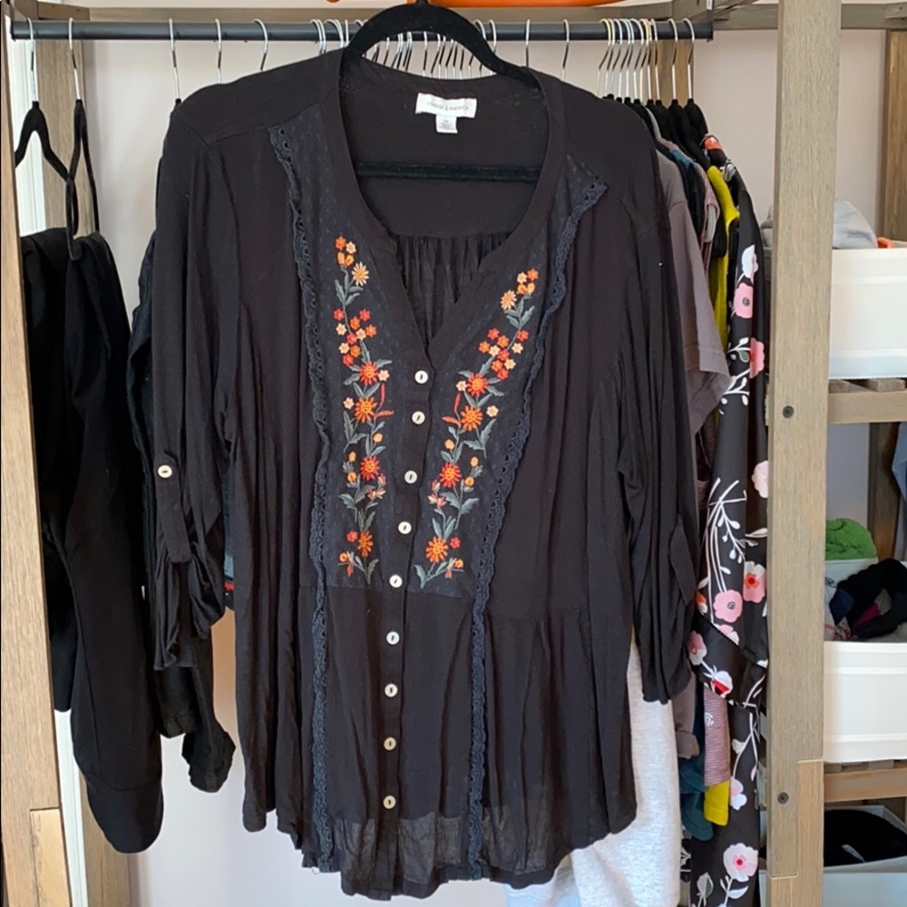 Vintage America Embroidered Top 2X